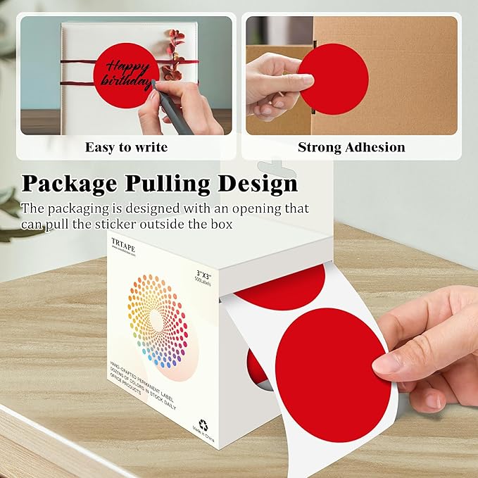 3 Inch Round Colored Dot Stickers, 4 Rolls in Dispenser Box - Image 3