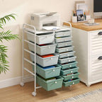 HAPPYGRILL 15-Drawer Rolling Cart, Storage Carts - Image 8