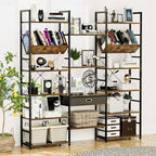 NUMENN Triple Wide 6 Tier Bookshelf, Adjustable Rustic Industrial Style Book - Image 5
