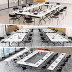 Goakwwuz Conference Room Table, Folding Conference Tables, Thicken Grey Tabletop - Image 3