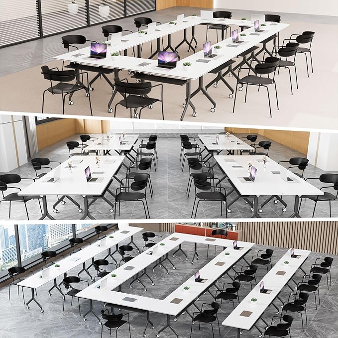 Goakwwuz Conference Room Table, Folding Conference Tables, Thicken Grey Tabletop - Image 3
