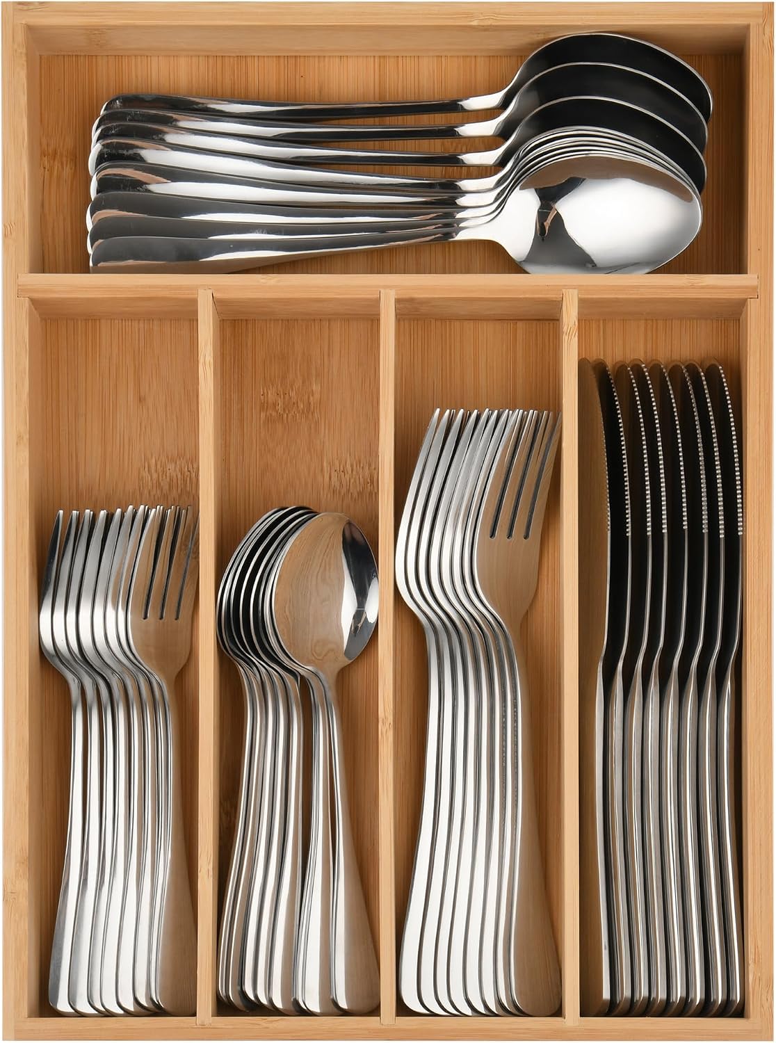 40 Piece Silverware Set with Drawer Organizer for 8, Heavy Duty Stainless Ste...