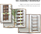 4NM No Assembly 5 Tiers Folding Bookshelf Storage Shelves Vintage Bookcase - Image 6