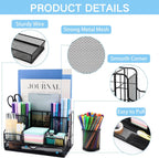 desk organizers caddy and accessories with 7 compartments, side view