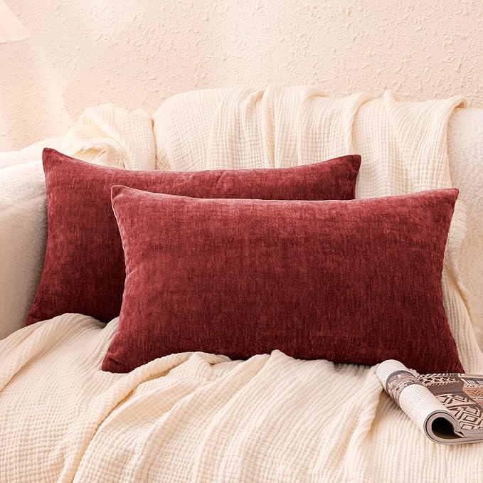 Amazon Basics Chenille Throw Pillow Covers, Home Decor Lumbar Cushion Cover by AmazonBasics