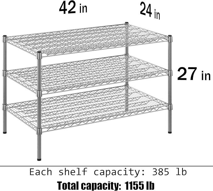 Regal Altair 24" Deep x 42" Wide x 27" Height Wire Shelving Kit | 3-Tier | NSF - Image 3