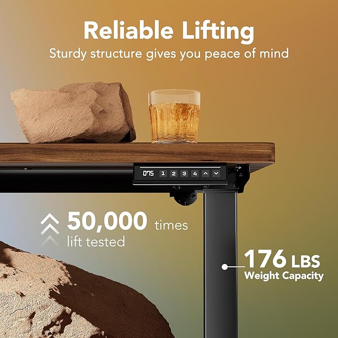 HUANUO 48" x 24" Electric Standing Desk Adjustable Height, 4 Memory Height - Image 7