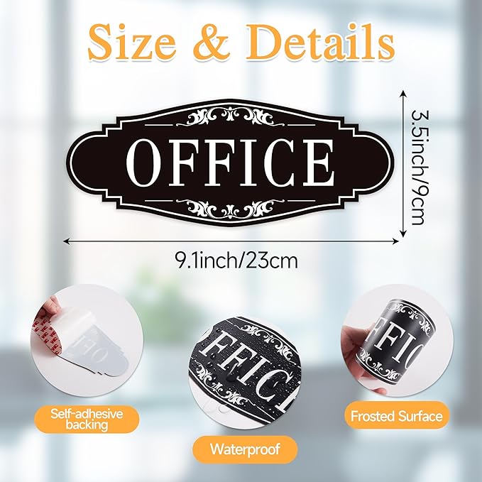 The Office Door Sign for Home and Business，Self-Adhesive Waterproof and - Image 2