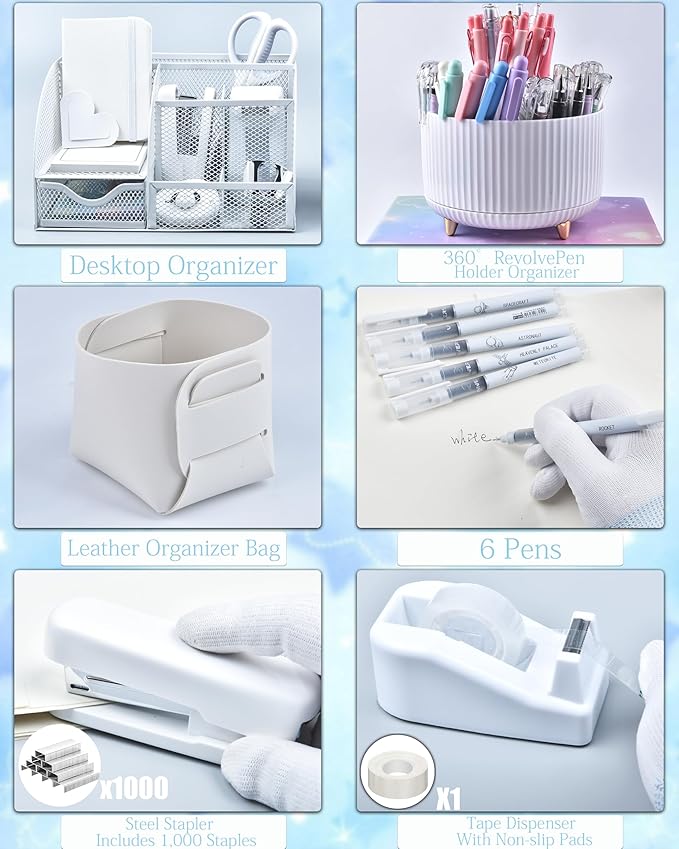 LXEVIHK 20Pcs White Desk Organizers and Accessories - Image 3