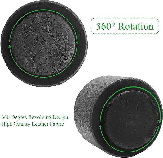 Hennaja Round Leather Art Supply Organizer, Remote Control Holder, 360 Degree - Image 4