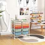 LDAILY 12 Drawer Rolling Storage Cart, Craft Cart Organizer on Wheels w/Metal - Image 2