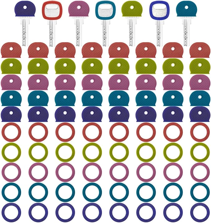 Blulu 80 Pieces 1Inch Colored Key Covers Caps Tags Covers Set Plastic Key Color by Blulu