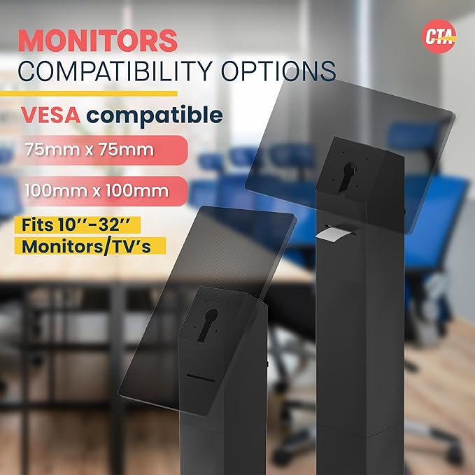 CTA Digital Kiosk with Printer Shelf VESA Compatible Floor Stand Kiosk with - Image 4