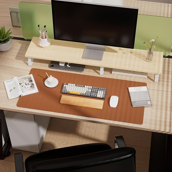 Aothia Double-Sided Desk Pad, 37.8"x17" Leather Desk Mat, Eco Cork Desk Pad - Image 5
