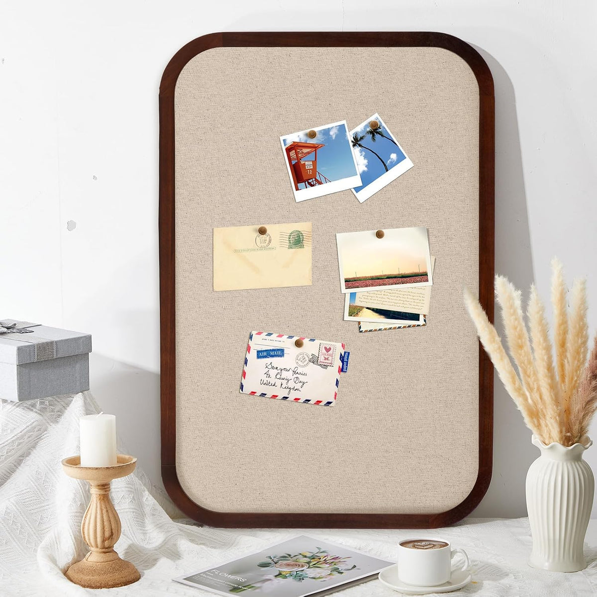 Wonderjune Linen Display Pinboard, Rectangle, 20'' X 30'', Da...