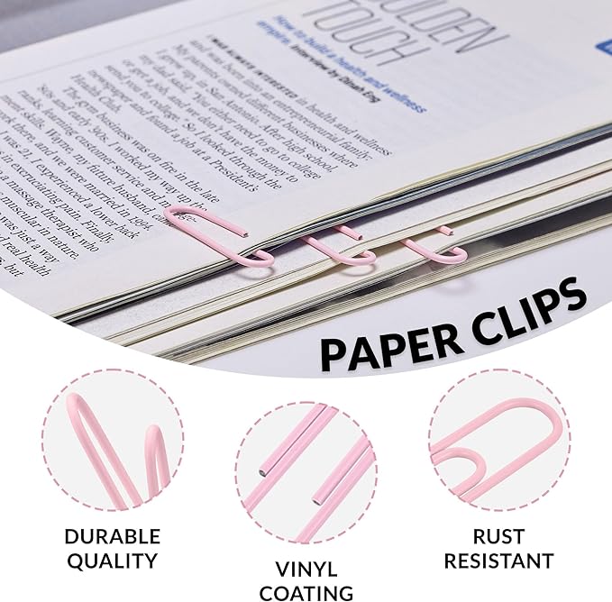 LincOficey 200pcs Paper Clips Binder Clips and Push Pins Set, Mini Clips and - Image 3