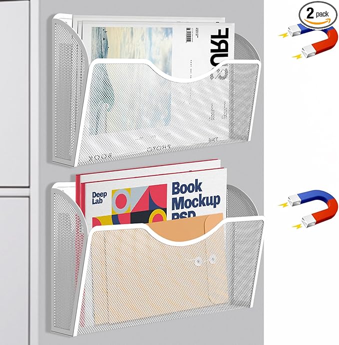 2 Pockets Magnetic File Holder for File Cabinets, Folder Holder Organizer- No by LQPAFZ