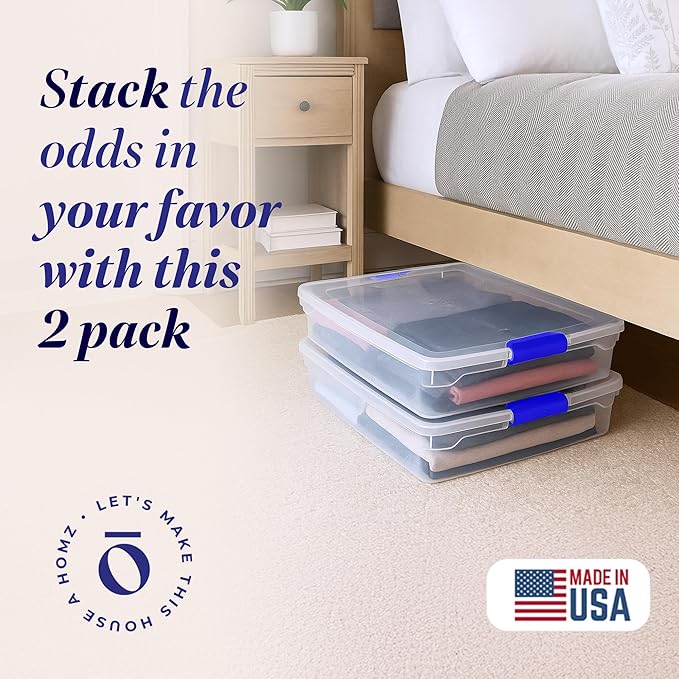 HOMZ 2-Pack Under Bed Storage, 56 Quart, and Towels - Image 2