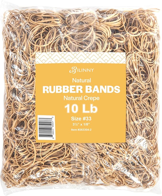 BILINNY Rubber Bands Size 33, Bulk Pack of 10lb Tan Rubber Bands, Made In USA by BilinnyGreetingCards