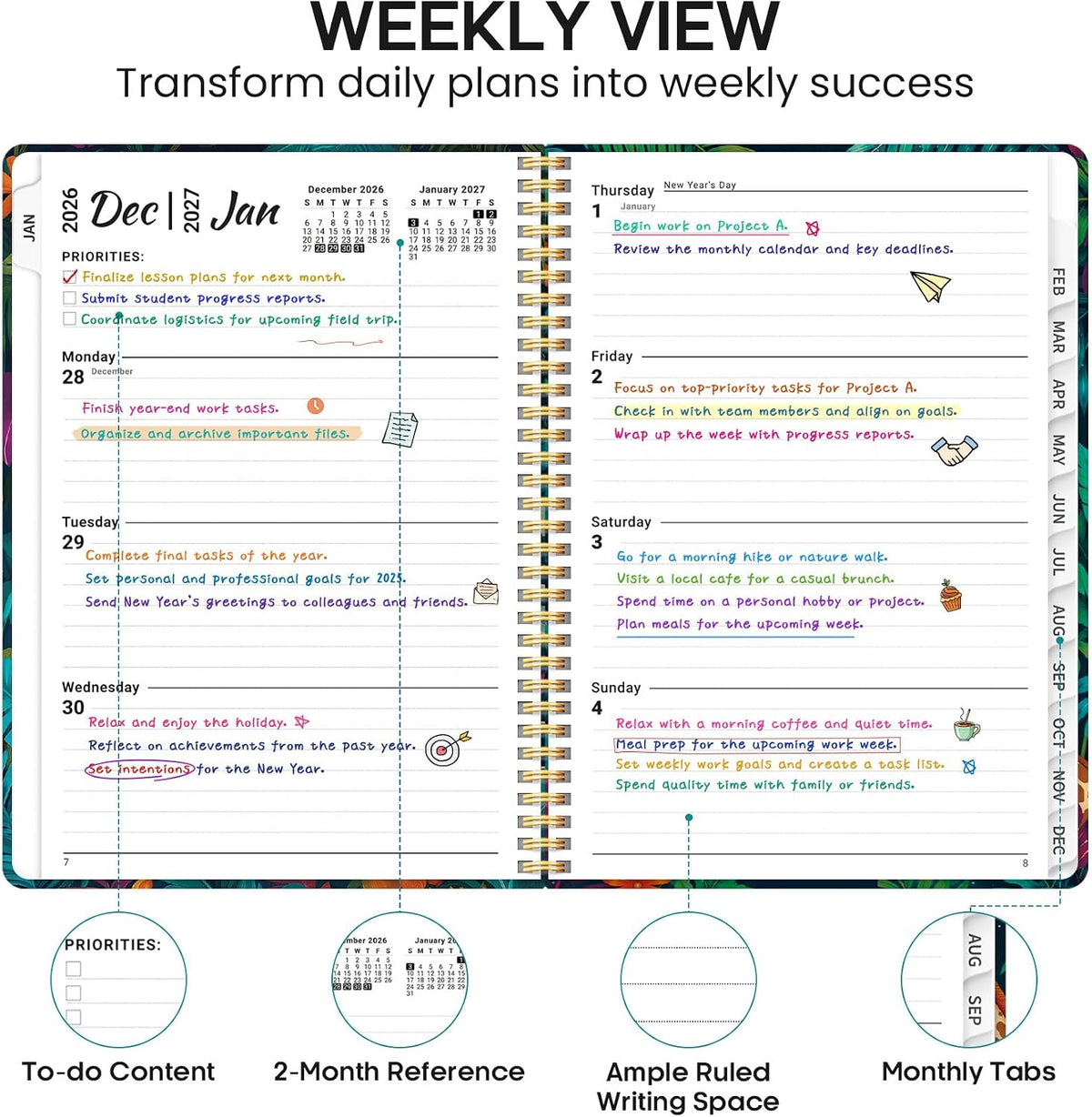 2027 Planner 8.5" x 11", Weekly & Monthly Calendar Book, Jan-De...