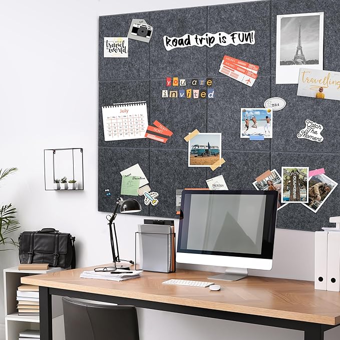 AKTOP Cork Board Bulletin Board 47"x35", 12 Pack Removable Felt Cork Board Tiles - Image 2