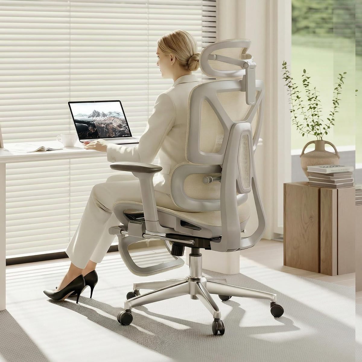 FLEXISPOT ErgoX Premium Ergonomic Office Chair Cream-FT