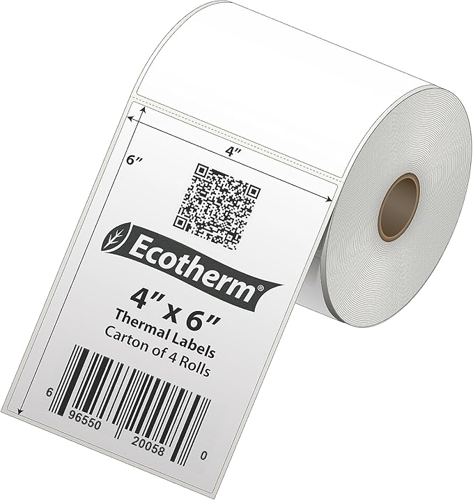 4" x 6" Thermal Labels | 4 Rolls | 1100 Labels | fits Zebra, Offnova Thermal - Image 2