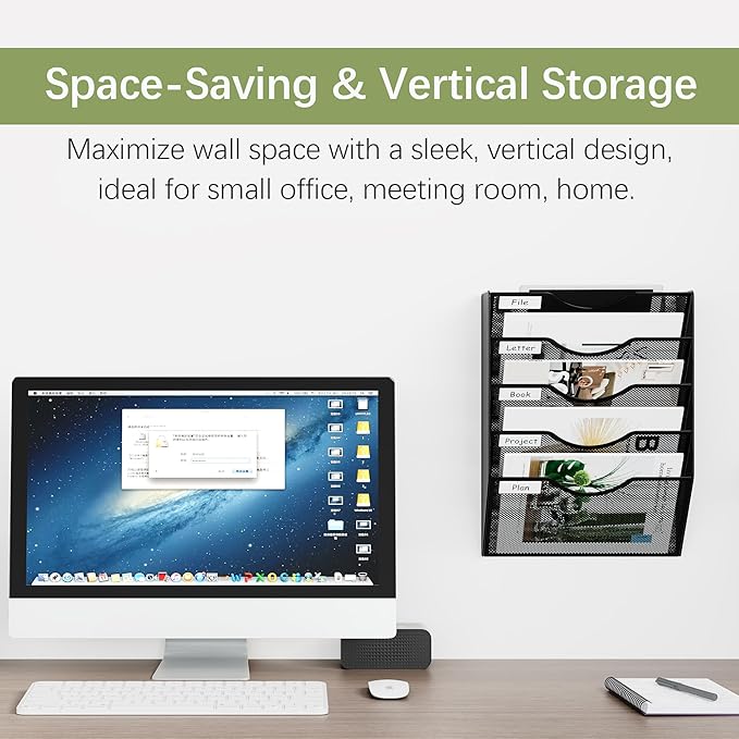 EasyPAG 5 Pocket Mesh Wall File Organizer, Hanging Paper Folder Holder - Image 2