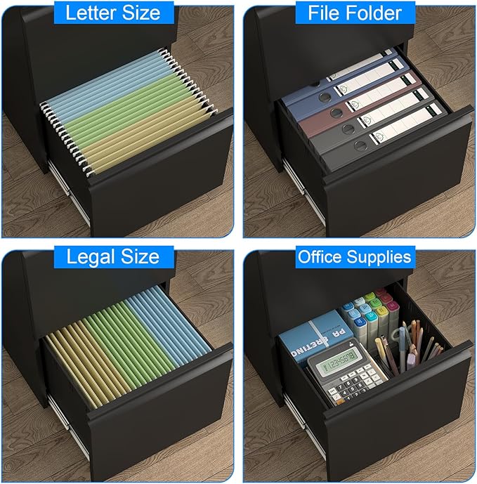 HOMOFFICE 2 Drawer File Cabinet - Image 5