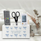 XPH Blue Coquette Bow Christian Pen Pencil Holder Organizer - Image 5
