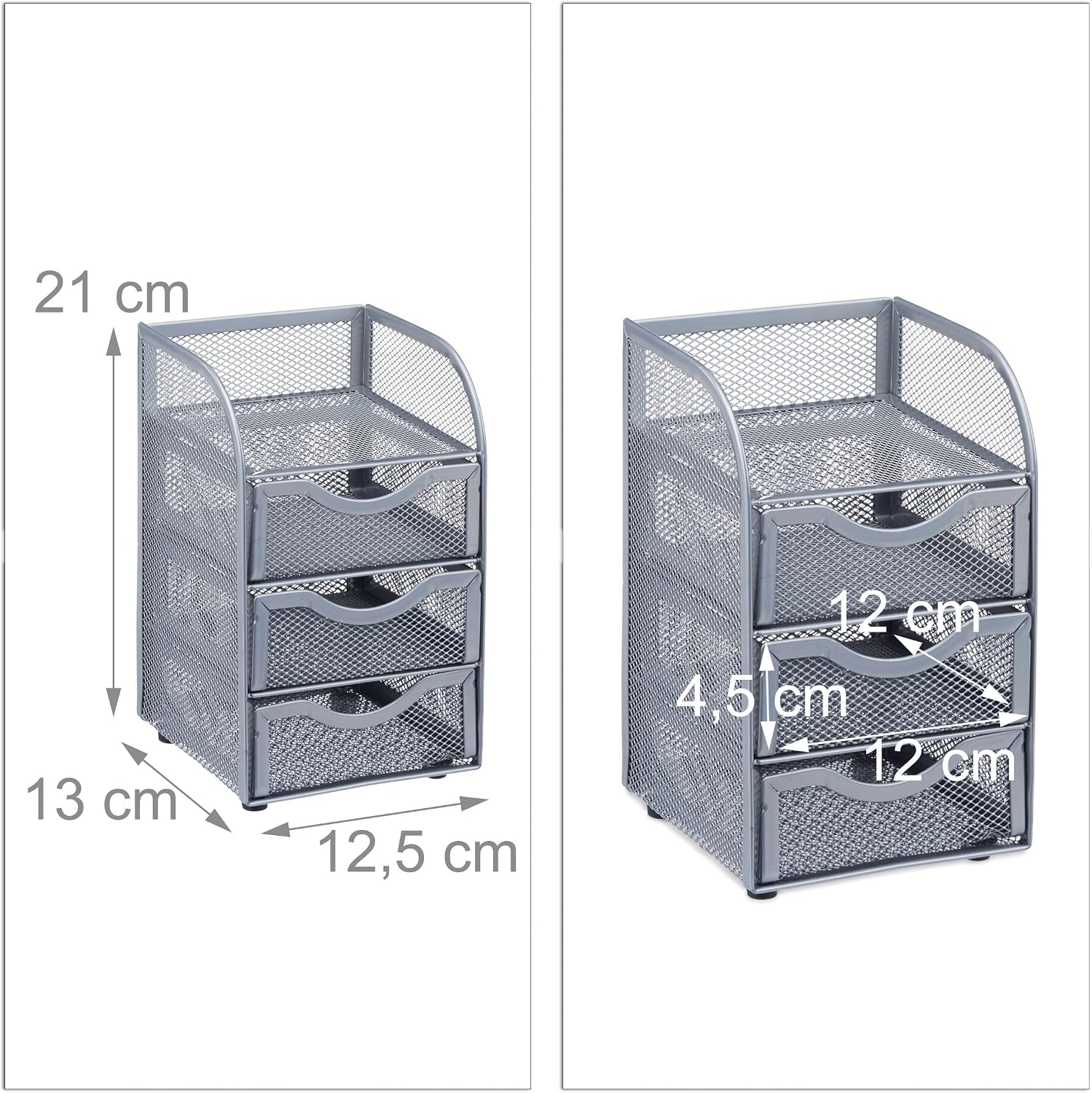 Relaxdays Desk Organizer Mesh Storage Box, File Sorter, Metal, Silver, Standard