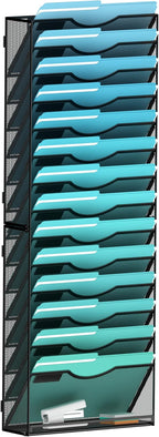Gawerk 15-Tier Wall File Organizer Hanging Wall File Holder Wall Mount Paper by Gawerk