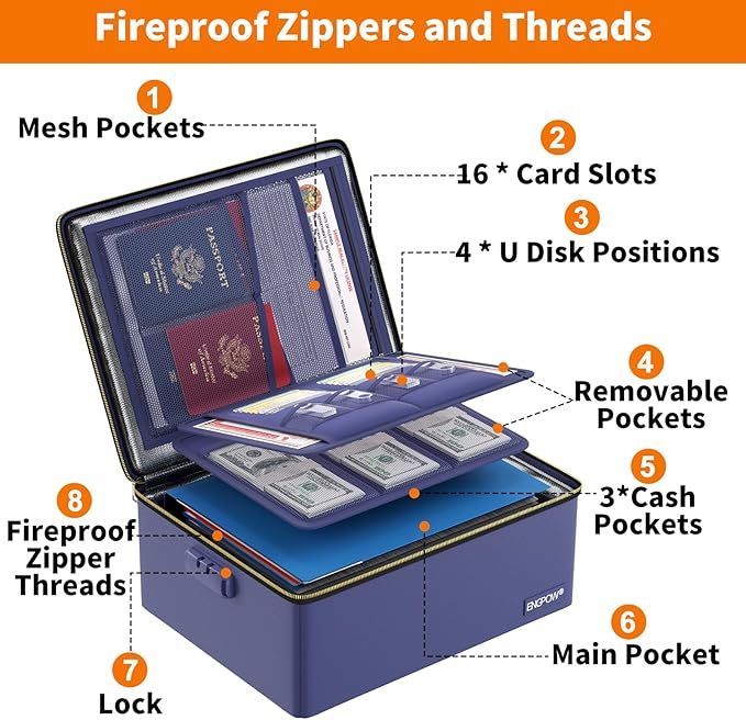 ENGPOW Fireproof Document Box, Hard Fireproof Box - Image 9