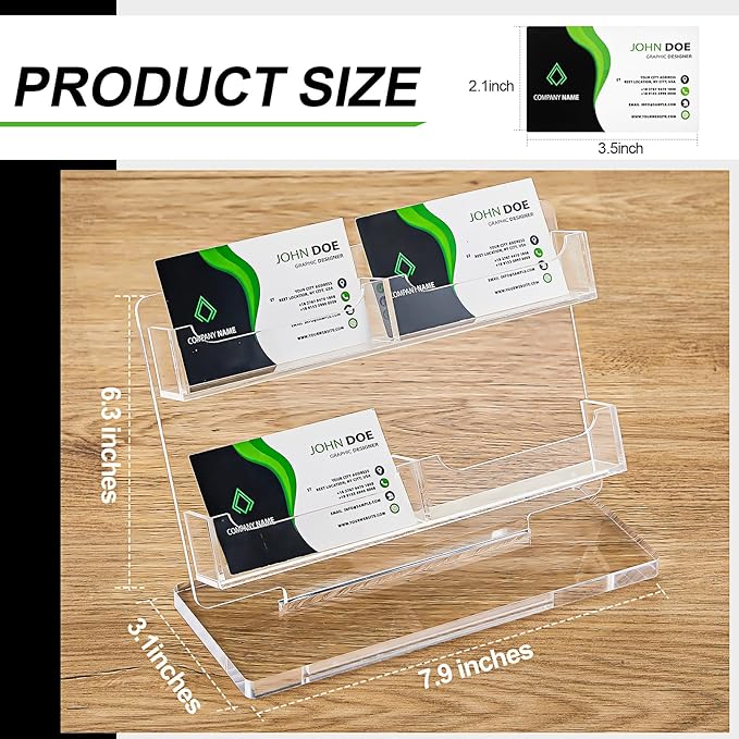 Dunzoom Business Card Holder for Desk 4 Slots Clear Gift Card Display Acrylic - Image 2
