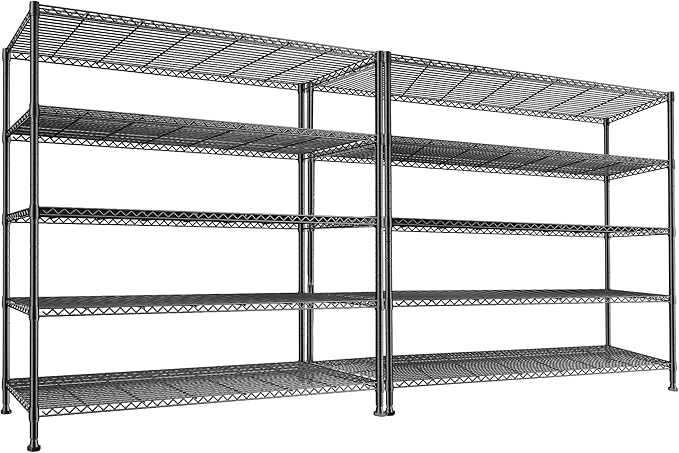 REIBII 45.8''W Steel Wire Shelving Unit, 5 Tier Adjustable Metal Storage Shelves by REIBII