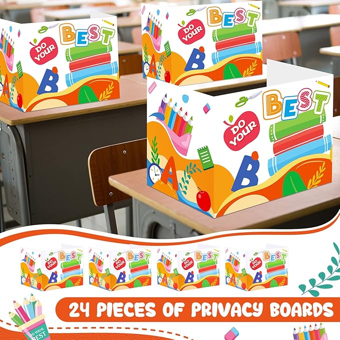 24 Pcs Privacy Boards for Student Desks Bright Colored Classroom Desk Divider - Image 6
