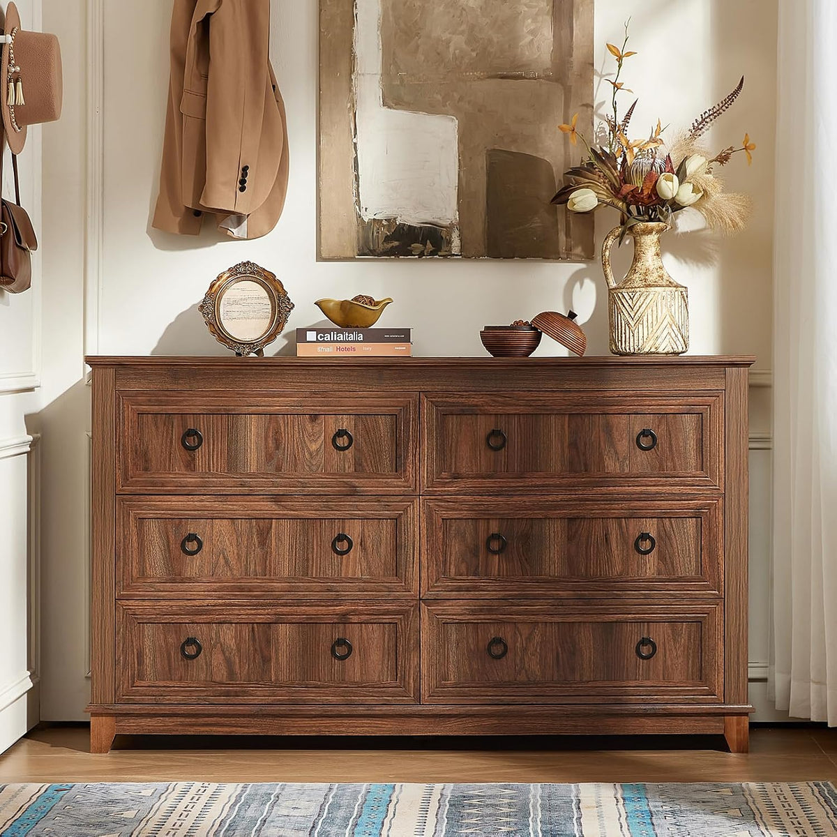 Joaxswe 54'' Dresser for Bedroom, Farmhouse 6 Drawers Dressers