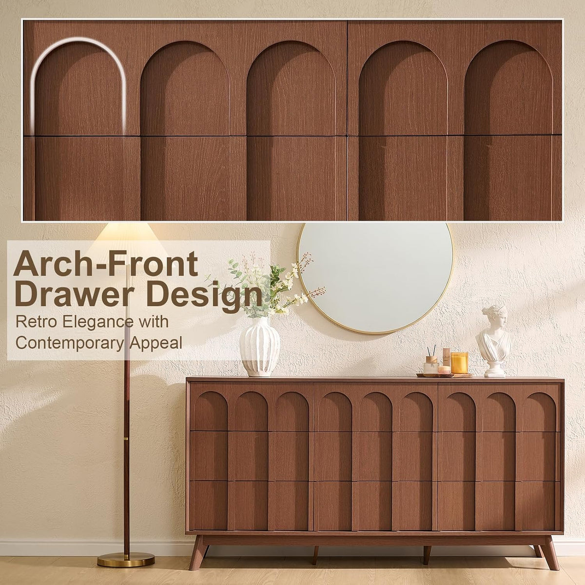 Oak&Sparrow Mid Century Modern Dresser for Bedroom, Walnut 9 Drawer Dress...
