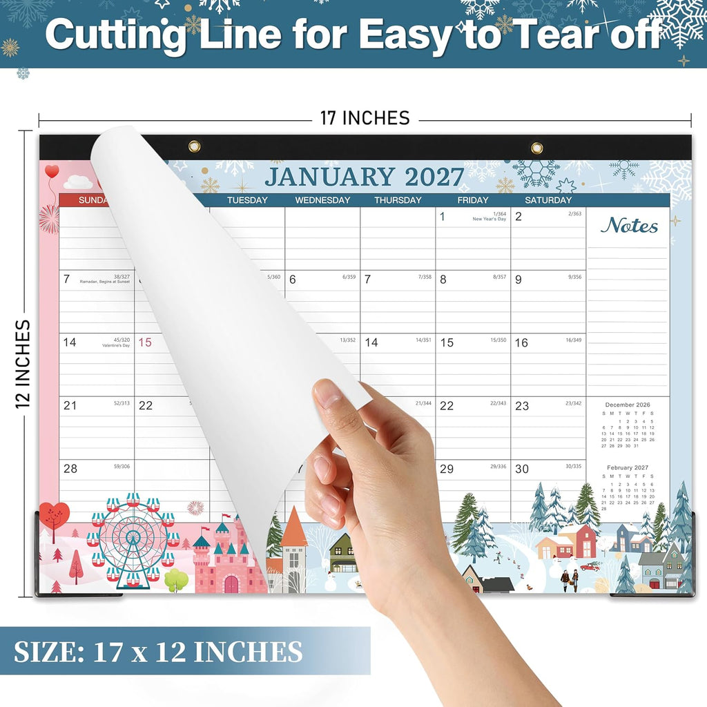 Desk Calendar 2027,18 Months Calendar from January 2027 to June 2028 | 17" x 12", Desk Calendars 2027-2028 with Large Ruled Blocks for Planning