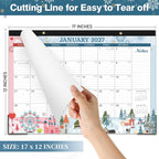 Desk Calendar 2027,18 Months Calendar from January 2027 to June 2028 | 17" x 12", Desk Calendars 2027-2028 with Large Ruled Blocks for Planning