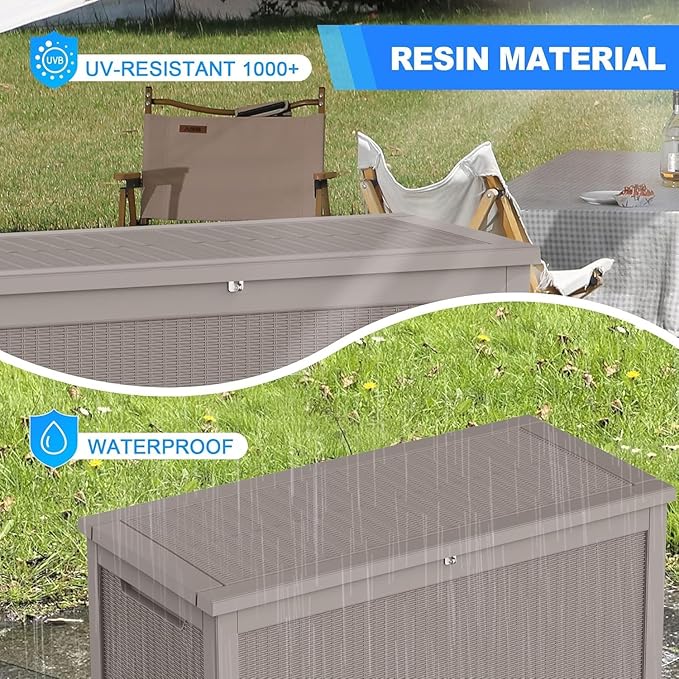 PATIOEASY Outdoor Storage Box 320GAL Waterproof Resin Deck Box, UV-Resistant - Image 6