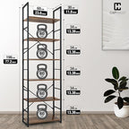 CAPHAUS 6 Tier Bookshelf, 24 Inch Width Free Standing Shelf, Bookcase Shelf - Image 3