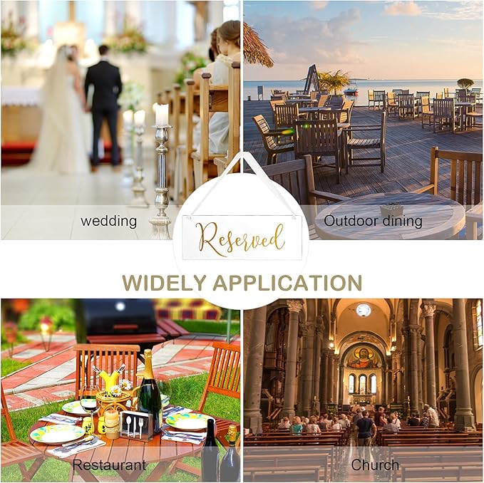 Blulu 6 Pcs Reserved Signs for Wedding Chairs Acrylic Tag Hanging - Image 6