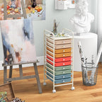 Giantex 10-Drawer Rolling Storage Cart w/Wheels, Removable Drawers, Mobile - Image 4