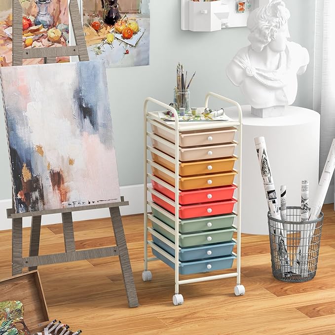 Giantex 10-Drawer Rolling Storage Cart w/Wheels, Removable Drawers, Mobile - Image 4