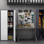 MIIIKO Metal Cabinet with Doors and Shelves, Tall Filing Cabinet for Home Office with Lock, 5 Shelf Steel Storage Cabinet for Office, School, and Garage