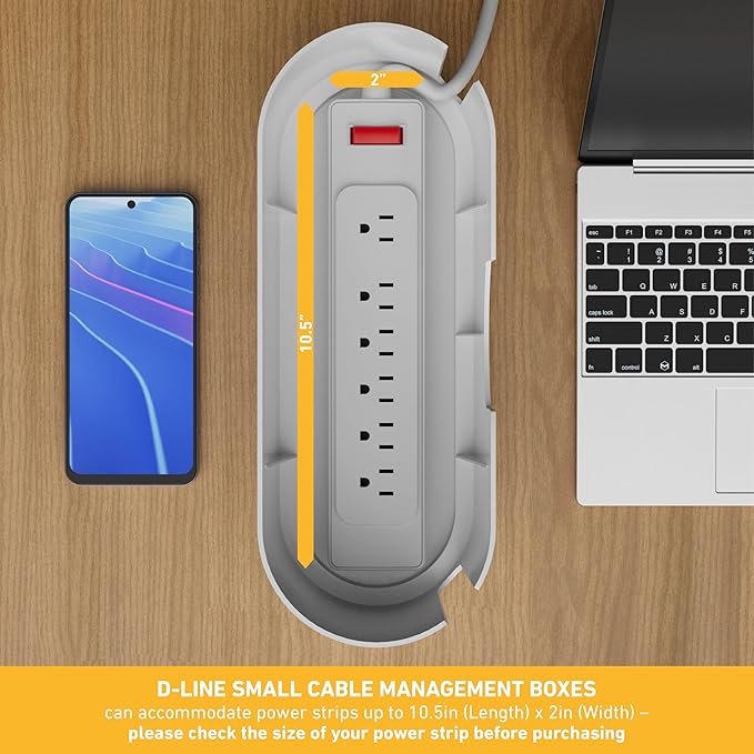 D-Line Cable Management Box, Power Strip Holder, Floor Outlet Hider, Desk Cord - Image 3