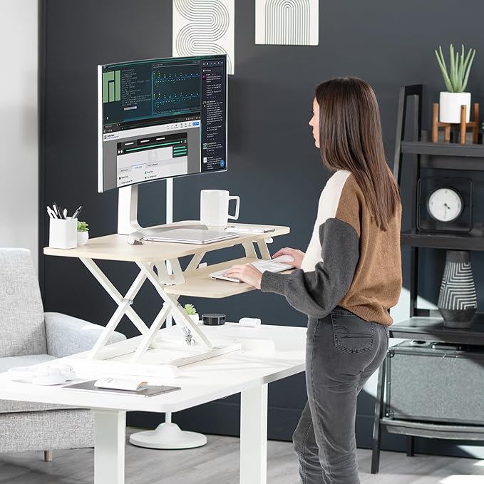 VIVO 42 inch Desk Converter, K Series, Height Adjustable Sit to Stand Riser - Image 9