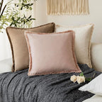 Foindtower Set of 2 Decorative Linen Fringe Throw Pillow Covers Boho Farmhouse - Image 5