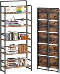 4NM No Assembly 5 Tiers Folding Bookshelf Storage Shelves Vintage Bookcase by 4NM